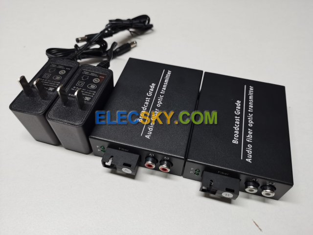 2CH Audio over Fiber optic Converter,Broadcast RCA Extender to Fiber Singlmode up to 20Km(12.4mi), A set