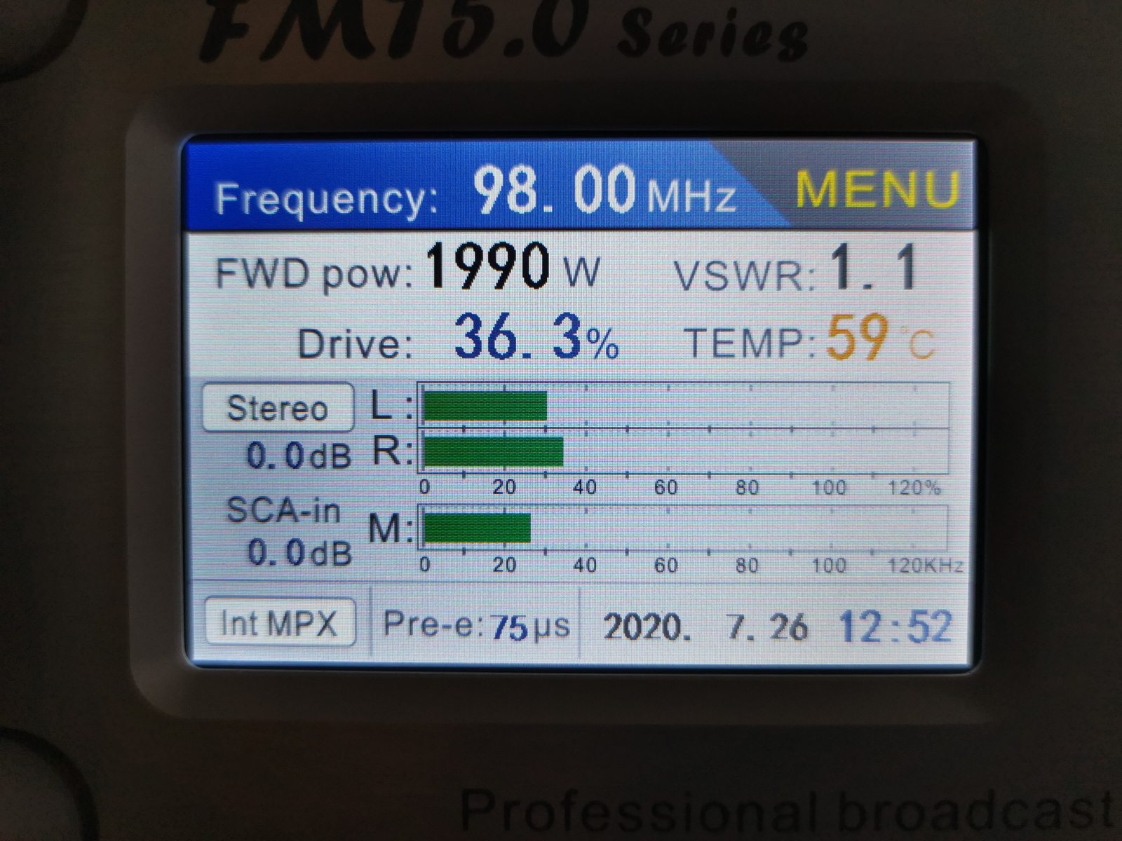 (image for) FMT5.0-2000H 2000W Professional FM broadcast transmitter with exciter 87.5-108MHz 2U